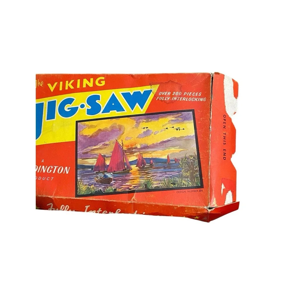 Vintage Waddington Giant Jig-Saw Puzzle Lot 439 Pc Viking Jig-Saw 1930s 4x